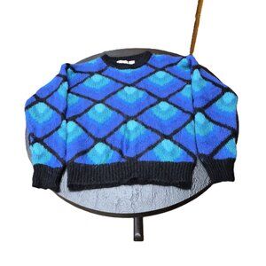 Vintage Blassport Sweater M Mohair Blend Colorful Geometric Knit Unisex Statemen